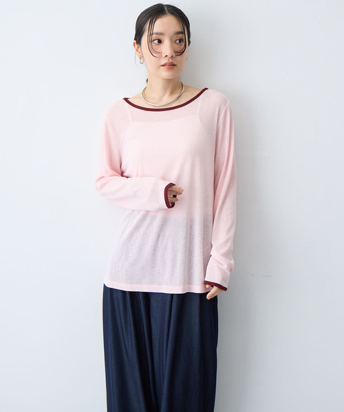 anyfee（エニフィー）の「【anyfee/プラスサイズ】シアーリンガーTシャツ（Tシャツ/カットソー・レディース・ピンク/ブラック・5L/4L/3L/LL）」の3枚目の写真