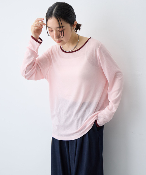 anyfee（エニフィー）の「【anyfee/プラスサイズ】シアーリンガーTシャツ（Tシャツ/カットソー・レディース・ピンク/ブラック・5L/4L/3L/LL）」の4枚目の写真