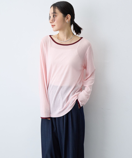 anyfee（エニフィー）の「【anyfee/プラスサイズ】シアーリンガーTシャツ（Tシャツ/カットソー・レディース・ピンク/ブラック・5L/4L/3L/LL）」の5枚目の写真