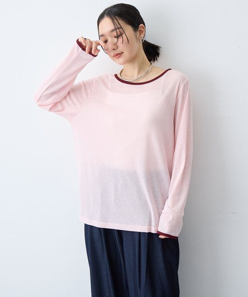 anyfee（エニフィー）の「【anyfee/プラスサイズ】シアーリンガーTシャツ（Tシャツ/カットソー・レディース・ピンク/ブラック・5L/4L/3L/LL）」の6枚目の写真