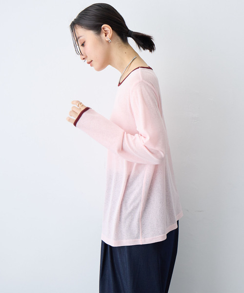 anyfee（エニフィー）の「【anyfee/プラスサイズ】シアーリンガーTシャツ（Tシャツ/カットソー・レディース・ピンク/ブラック・5L/4L/3L/LL）」の7枚目の写真