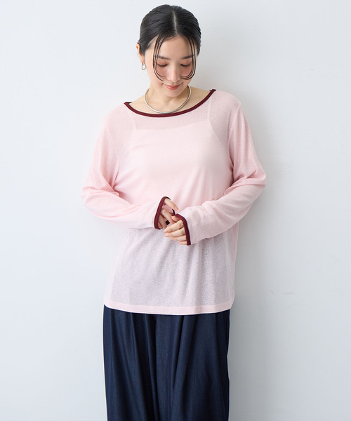anyfee（エニフィー）の「【anyfee/プラスサイズ】シアーリンガーTシャツ（Tシャツ/カットソー・レディース・ピンク/ブラック・5L/4L/3L/LL）」の8枚目の写真