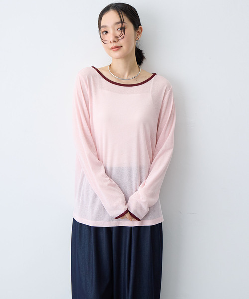 anyfee（エニフィー）の「【anyfee/プラスサイズ】シアーリンガーTシャツ（Tシャツ/カットソー・レディース・ピンク/ブラック・5L/4L/3L/LL）」の9枚目の写真