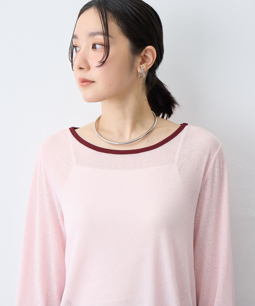 anyfee（エニフィー）の「【anyfee/プラスサイズ】シアーリンガーTシャツ（Tシャツ/カットソー・レディース・ピンク/ブラック・5L/4L/3L/LL）」の11枚目の写真