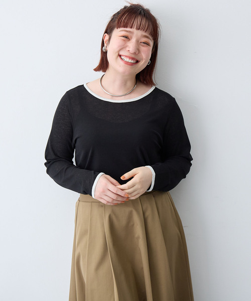 anyfee（エニフィー）の「【anyfee/プラスサイズ】シアーリンガーTシャツ（Tシャツ/カットソー・レディース・ピンク/ブラック・5L/4L/3L/LL）」の20枚目の写真