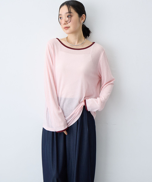 anyfee（エニフィー）の「【anyfee/プラスサイズ】シアーリンガーTシャツ（Tシャツ/カットソー・レディース・ピンク/ブラック・5L/4L/3L/LL）」の2枚目の写真