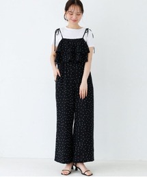 flower（フラワー）の「フェミニンドットロンパース（つなぎ/オールインワン）」