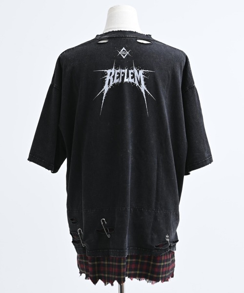 REFLEM（レフレム）の「『REFLEM/レフレム』安ピン付きグランジチェックレイヤードTシャツ/ハーフスリーブカットソー（Tシャツ/カットソー・レディース・ブラック×ブルー/ブラック×レッド・FREE）」の15枚目の写真