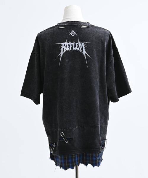 REFLEM（レフレム）の「『REFLEM/レフレム』安ピン付きグランジチェックレイヤードTシャツ/ハーフスリーブカットソー（Tシャツ/カットソー・レディース・ブラック×ブルー/ブラック×レッド・FREE）」の21枚目の写真