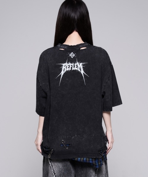 REFLEM（レフレム）の「『REFLEM/レフレム』安ピン付きグランジチェックレイヤードTシャツ/ハーフスリーブカットソー（Tシャツ/カットソー・レディース・ブラック×ブルー/ブラック×レッド・FREE）」の10枚目の写真