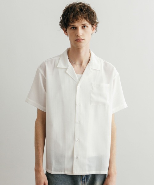 LURAKU】Sheer Open Collar Shirt / シアーオープンカラーシャツ