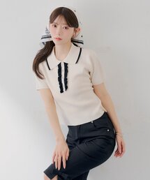 【SALON by Chico】配色ポロ襟ニット