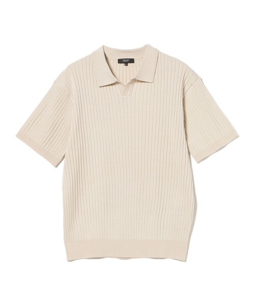 BEAMS HEART(ビームスハート)の「スキッパー ニットポロシャツ(ポロシャツ・メンズ・ブラウン/ベージュ・SMALL/MEDIUM/LARGE)」の3枚目の写真