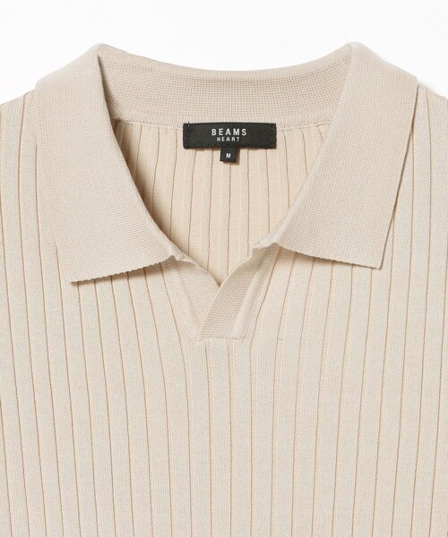 BEAMS HEART(ビームスハート)の「スキッパー ニットポロシャツ(ポロシャツ・メンズ・ブラウン/ベージュ・SMALL/MEDIUM/LARGE)」の4枚目の写真