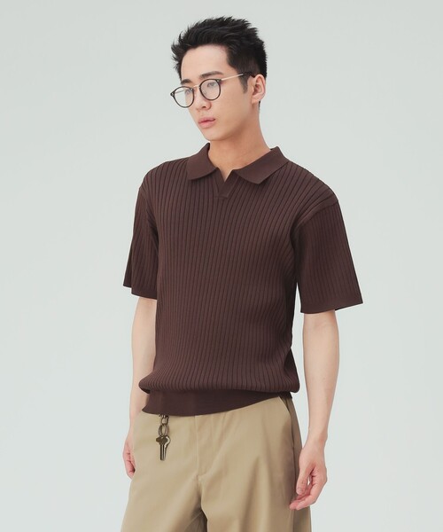 BEAMS HEART(ビームスハート)の「【8/6値下げ】スキッパー ニットポロシャツ(ポロシャツ・メンズ・ブラウン/ベージュ・SMALL/MEDIUM/LARGE)」の13枚目の写真
