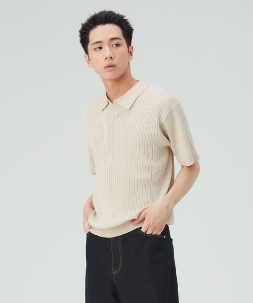 BEAMS HEART(ビームスハート)の「【8/6値下げ】スキッパー ニットポロシャツ(ポロシャツ・メンズ・ブラウン/ベージュ・SMALL/MEDIUM/LARGE)」の19枚目の写真