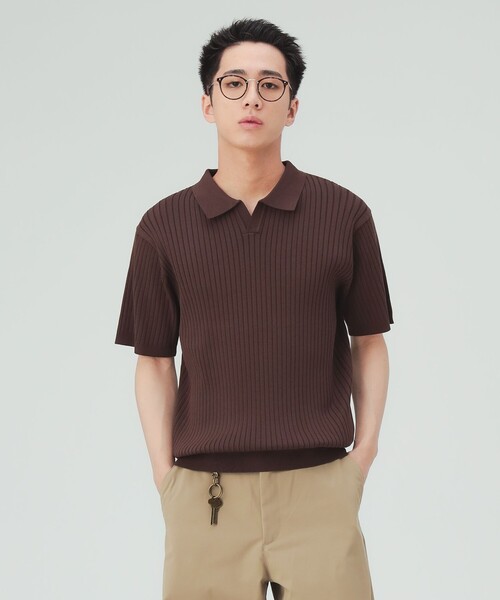 BEAMS HEART(ビームスハート)の「【8/6値下げ】スキッパー ニットポロシャツ(ポロシャツ・メンズ・ブラウン/ベージュ・SMALL/MEDIUM/LARGE)」の20枚目の写真