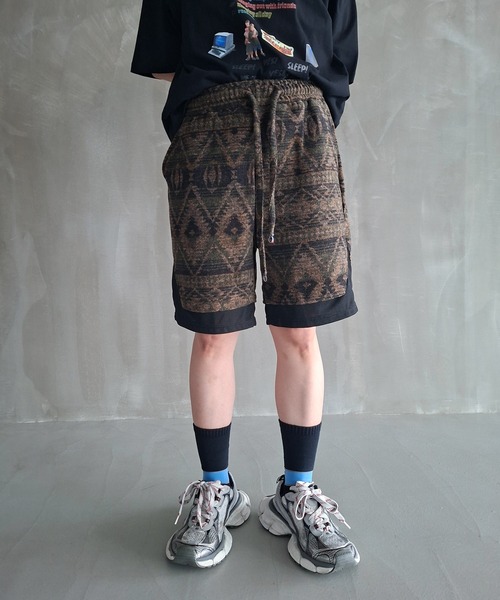 Y2K 幾何学総柄 レイヤー ショートパンツ WO26S11PT04（その他パンツ