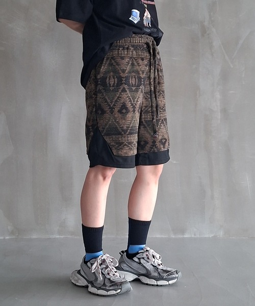 Y2K 幾何学総柄 レイヤー ショートパンツ WO26S11PT04（その他パンツ