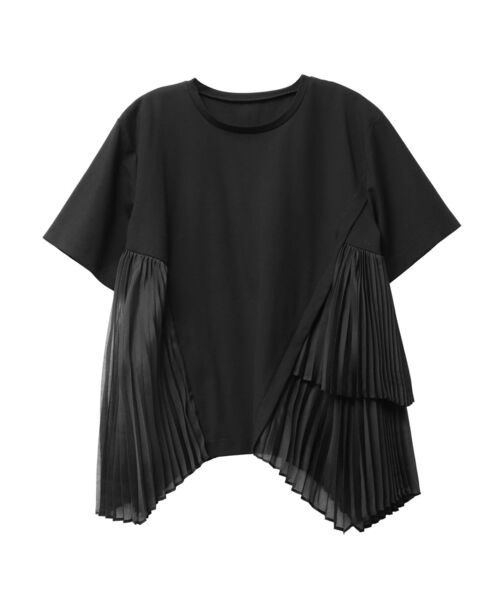 ELENDEEK(エレンディーク)の「プリーツドッキングカットソー(Tシャツ/カットソー・レディース・オフホワイト/ブラック・FREE)」の4枚目の写真