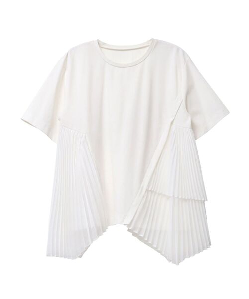 ELENDEEK(エレンディーク)の「プリーツドッキングカットソー(Tシャツ/カットソー・レディース・オフホワイト/ブラック・FREE)」の3枚目の写真