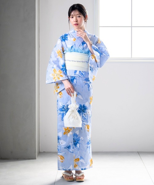 CELEN(セレン)の「【1人で着られる浴衣4点セット】浴衣・兵児帯・腰紐2本《夏花浴衣》(浴衣・レディース・ネイビー系2/ブルー系2/アイボリー系2/アイボリー系1/ネイビー系1/ピンク系/ブラック系/ブルー系1・FREE)」の15枚目の写真