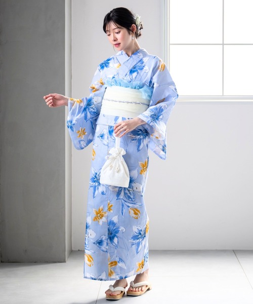 CELEN(セレン)の「【1人で着られる浴衣4点セット】浴衣・兵児帯・腰紐2本《夏花浴衣》(浴衣・レディース・ネイビー系2/ブルー系2/アイボリー系2/アイボリー系1/ネイビー系1/ピンク系/ブラック系/ブルー系1・FREE)」の16枚目の写真