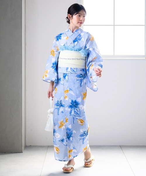 CELEN(セレン)の「【1人で着られる浴衣4点セット】浴衣・兵児帯・腰紐2本《夏花浴衣》(浴衣・レディース・ネイビー系2/ブルー系2/アイボリー系2/アイボリー系1/ネイビー系1/ピンク系/ブラック系/ブルー系1・FREE)」の17枚目の写真