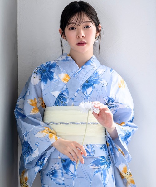 CELEN(セレン)の「【1人で着られる浴衣4点セット】浴衣・兵児帯・腰紐2本《夏花浴衣》(浴衣・レディース・ネイビー系2/ブルー系2/アイボリー系2/アイボリー系1/ネイビー系1/ピンク系/ブラック系/ブルー系1・FREE)」の12枚目の写真