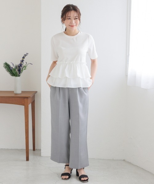 GLACIER lusso(グラシアルッソ)の「【美冷・接触冷感・UVカット】裾フリルトップス(Tシャツ/カットソー・レディース・ブラック/グリーン/アイボリー・L/LL/M)」の6枚目の写真