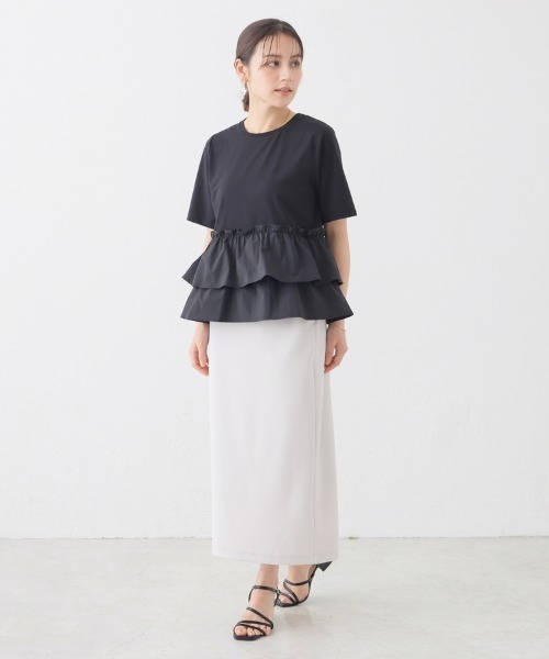 GLACIER lusso(グラシアルッソ)の「【美冷・接触冷感・UVカット】裾フリルトップス(Tシャツ/カットソー・レディース・ブラック/グリーン/アイボリー・L/LL/M)」の9枚目の写真