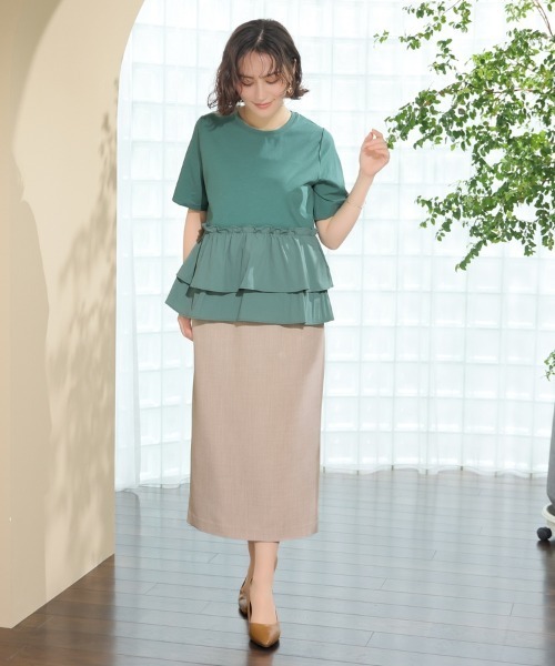 GLACIER lusso(グラシアルッソ)の「【美冷・接触冷感・UVカット】裾フリルトップス(Tシャツ/カットソー・レディース・ブラック/グリーン/アイボリー・L/LL/M)」の12枚目の写真