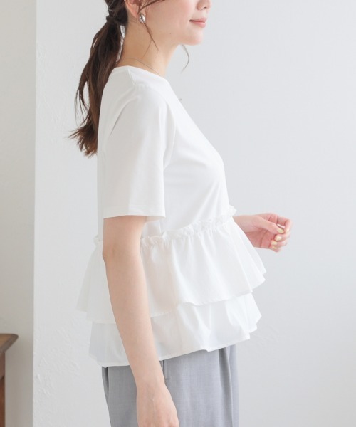 GLACIER lusso(グラシアルッソ)の「【美冷・接触冷感・UVカット】裾フリルトップス(Tシャツ/カットソー・レディース・ブラック/グリーン/アイボリー・L/LL/M)」の22枚目の写真