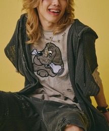 GALFY | 【GALFY】病みに溶かされし大ダメージTシャツ / 【ガルフィー】グラフィック刺しゅうロゴダメージ半袖Ｔシャツ(Tシャツ/カットソー)