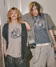 【GALFY】病みに溶かされし大ダメージTシャツ / 【ガルフィー】グラフィック刺しゅうロゴダメージ半袖Tシャツ