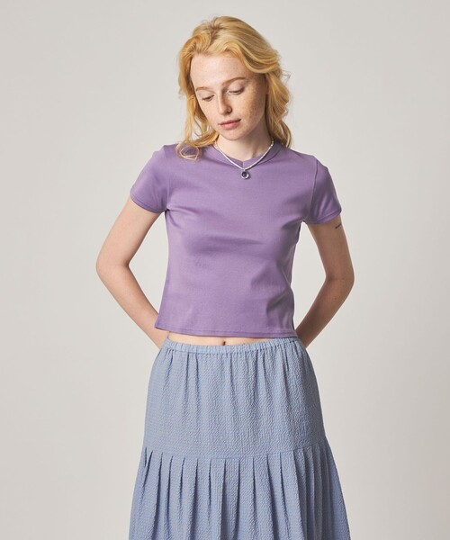 Steven Alan(スティーブンアラン)の「<Steven Alan>コットン フライス Tシャツ(Tシャツ/カットソー・レディース・ダークブラウン/ネイビー/パープル/オフホワイト/グレー系・FREE)」の6枚目の写真