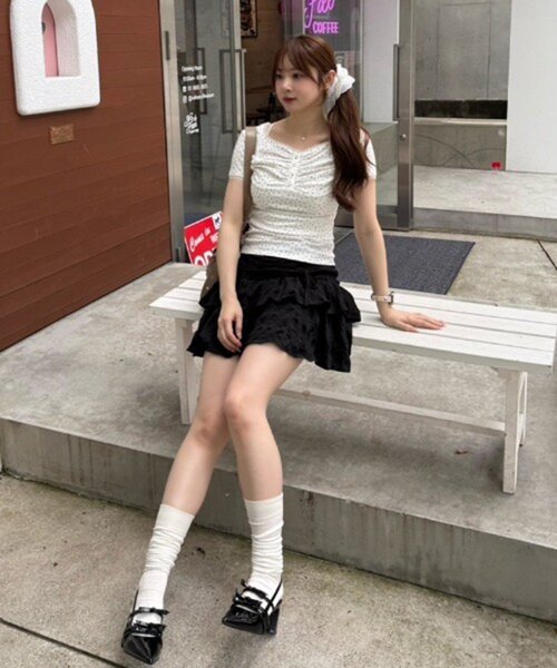 continuer de NICE CLAUP(コンティニューデナイスクラップ)の「大人気に付き新色追加!小花レーストップス(Tシャツ/カットソー・レディース・ホワイト系その他/ブルー系その他/ピンク系その他/オフホワイト/ブラック/その他2/その他1・FREE)」の18枚目の写真