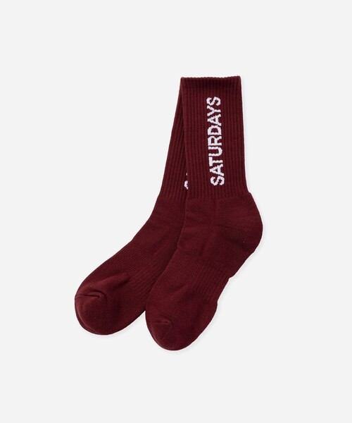 Saturdays NYC(サタデーズ ニューヨークシティ )の「Logo Socks(ソックス/靴下・メンズ・ワイン/ブルー・FREE)」の2枚目の写真