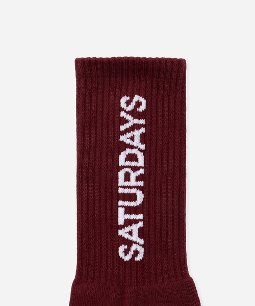 Saturdays NYC(サタデーズ ニューヨークシティ )の「Logo Socks(ソックス/靴下・メンズ・ワイン/ブルー・FREE)」の4枚目の写真