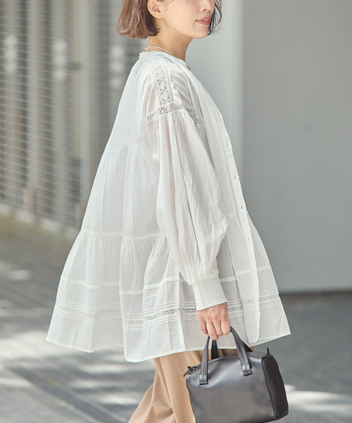 journal standard L'essage(ジャーナルスタンダードレサージュ)の「リバーレースチュニックブラウス(シャツ/ブラウス・レディース・ブラック/ホワイト・FREE)」の11枚目の写真