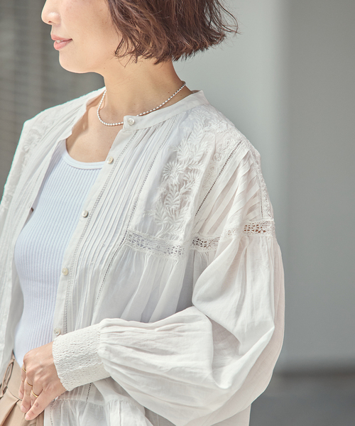 journal standard L'essage(ジャーナルスタンダードレサージュ)の「リバーレースチュニックブラウス(シャツ/ブラウス・レディース・ブラック/ホワイト・FREE)」の14枚目の写真
