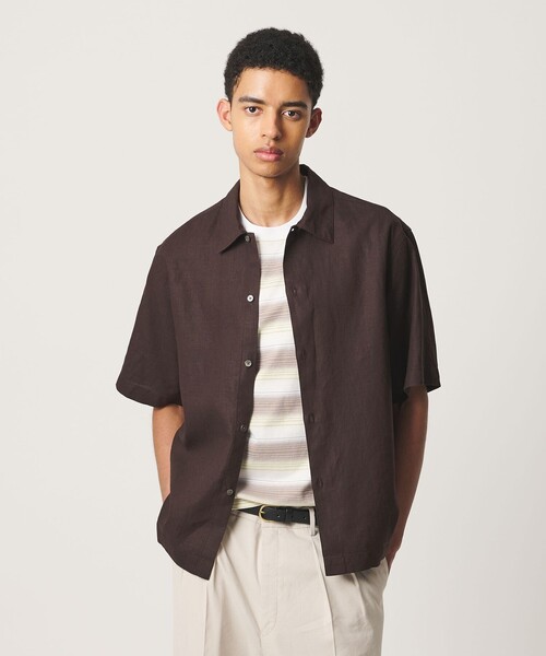 BEAUTY&YOUTH UNITED ARROWS（ビューティーアンドユースユナイテッドアローズ）の「HI-LINE シュリンク リネン ハーフ スリーブ シャツ（シャツ/ブラウス・メンズ・レッド/ダークブラウン・XL/M/L/S）」の13枚目の写真