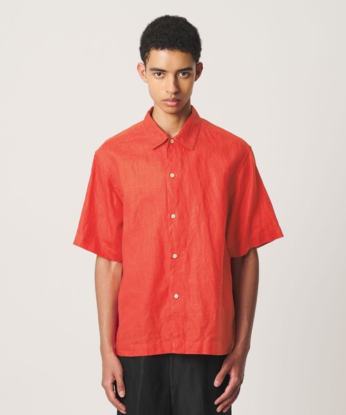 BEAUTY&YOUTH UNITED ARROWS（ビューティーアンドユースユナイテッドアローズ）の「HI-LINE シュリンク リネン ハーフ スリーブ シャツ（シャツ/ブラウス・メンズ・レッド/ダークブラウン・XL/M/L/S）」の15枚目の写真