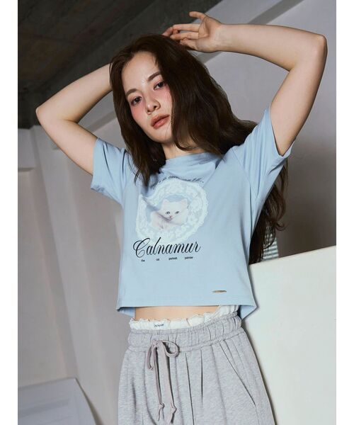 CALNAMUR(カルナムール)の「CAT Tシャツ(Tシャツ/カットソー・レディース・ホワイト/ピンク/オフホワイト/ブルー/ブラック・FREE)」の10枚目の写真