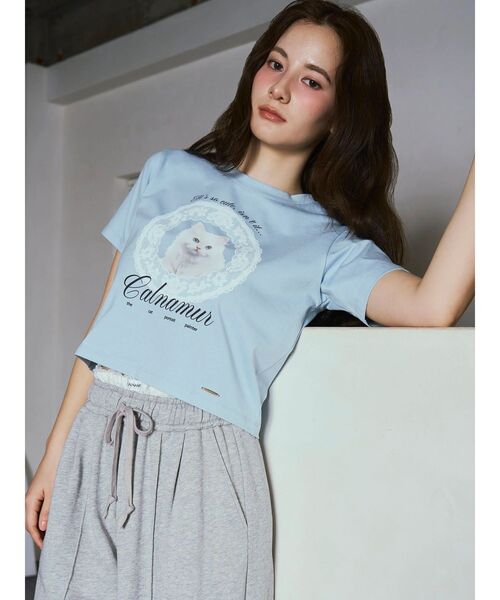 CALNAMUR(カルナムール)の「CAT Tシャツ(Tシャツ/カットソー・レディース・ホワイト/ピンク/オフホワイト/ブルー/ブラック・FREE)」の11枚目の写真