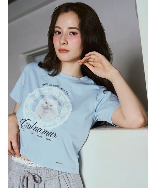 CALNAMUR(カルナムール)の「CAT Tシャツ(Tシャツ/カットソー・レディース・ホワイト/ピンク/オフホワイト/ブルー/ブラック・FREE)」の12枚目の写真