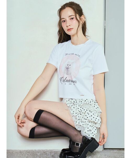 CALNAMUR(カルナムール)の「CAT Tシャツ(Tシャツ/カットソー・レディース・ホワイト/ピンク/オフホワイト/ブルー/ブラック・FREE)」の13枚目の写真