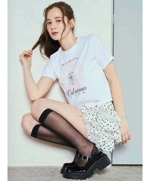 CALNAMUR(カルナムール)の「CAT Tシャツ(Tシャツ/カットソー・レディース・ホワイト/ピンク/オフホワイト/ブルー/ブラック・FREE)」の14枚目の写真