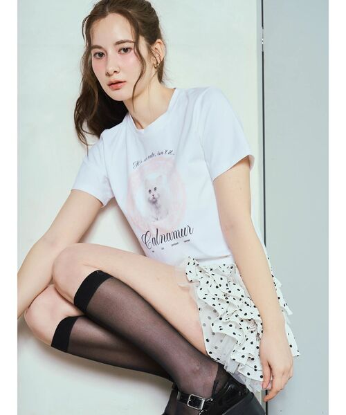 CALNAMUR(カルナムール)の「CAT Tシャツ(Tシャツ/カットソー・レディース・ホワイト/ピンク/オフホワイト/ブルー/ブラック・FREE)」の15枚目の写真