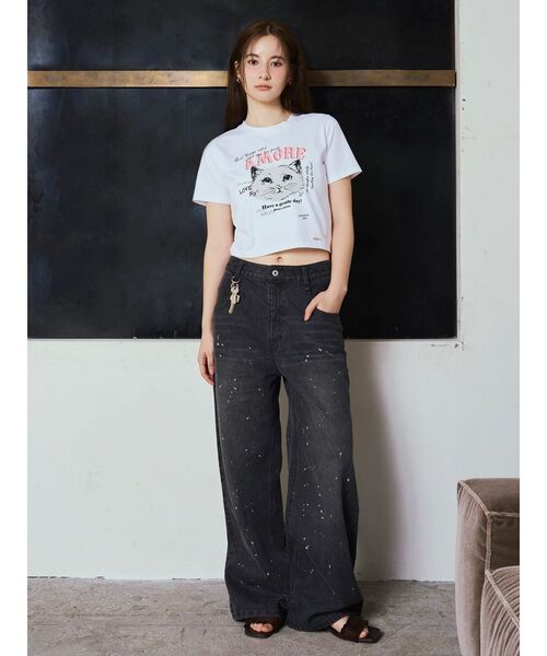 CALNAMUR(カルナムール)の「CAT Tシャツ(Tシャツ/カットソー・レディース・ホワイト/ピンク/オフホワイト/ブルー/ブラック・FREE)」の22枚目の写真